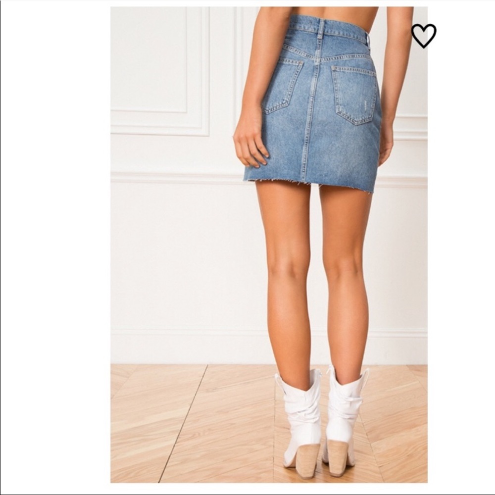 Free People Hallie Denim Distressed Mini Skirt - Picture 3 of 7